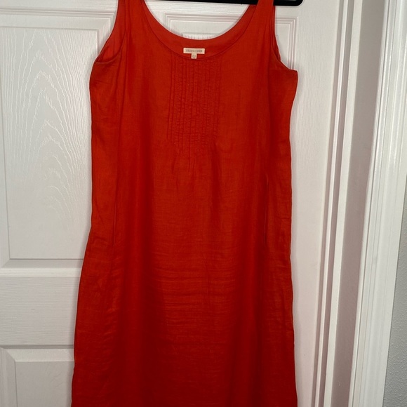 Eileen Fisher Irish Linen Shift Midi Dress Sz M - Picture 3 of 10